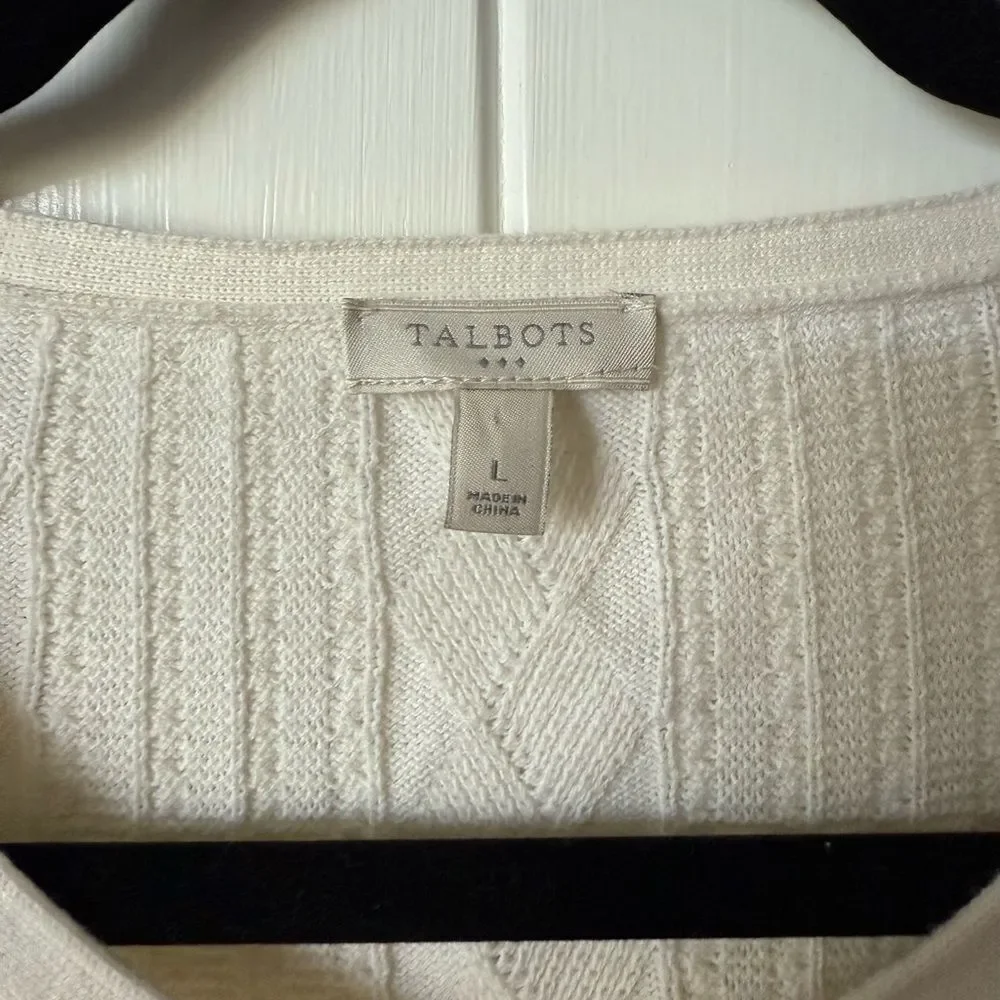 Talbots Cream Cable Knit Sweater Size Large